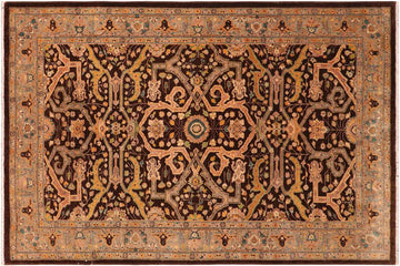 handmade Transitional Kafkaz Brown Gray Hand Knotted RECTANGLE 100% WOOL area rug 6 x 9
